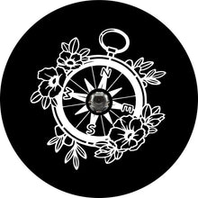 Flower Compass Black Spare Tire Cover