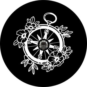 Flower Compass Black Spare Tire Cover