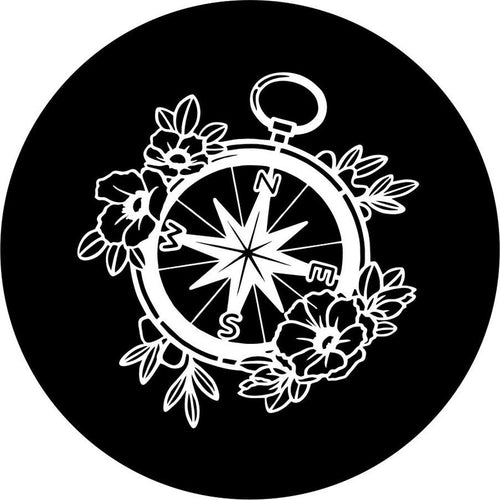 Flower Compass Black Spare Tire Cover