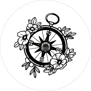 Flower Compass White Spare Tire Cover