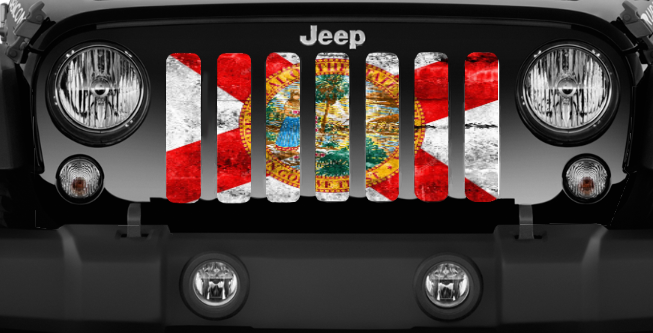 Florida Grunge State Flag Jeep Grille Insert