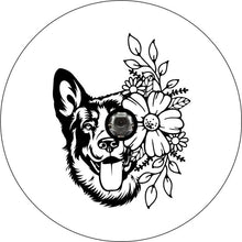 German Shepherd With Flowers White Spare Tire Cover