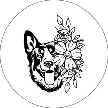 German Shepherd With Flowers White Spare Tire Cover