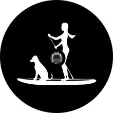 Girl & Her Dog Paddle Board Black Spare Tire Cover