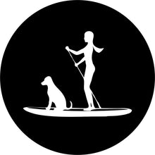 Girl & Her Dog Paddle Board Black Spare Tire Cover