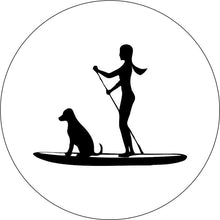 Girl & Her Dog Paddle Board White Spare Tire Cover