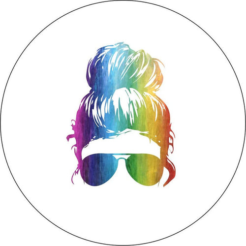 Girl Sunglasses White Rainbow Spare Tire Cover