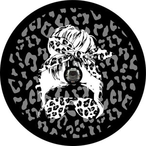 Girl With Leopard Sunglasses Spare Tire Cover