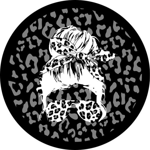 Girl With Leopard Sunglasses Spare Tire Cover