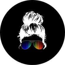 Girl With Sunglasses Rainbow 1 Black Spare Tire Cover