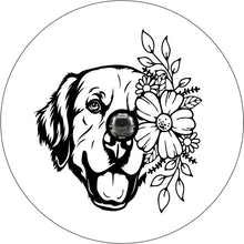Golden Retriever With Flowers White Spare Tire Cover
