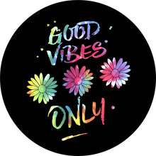 Good Vibes Only Flower Black Spare Tire Cover