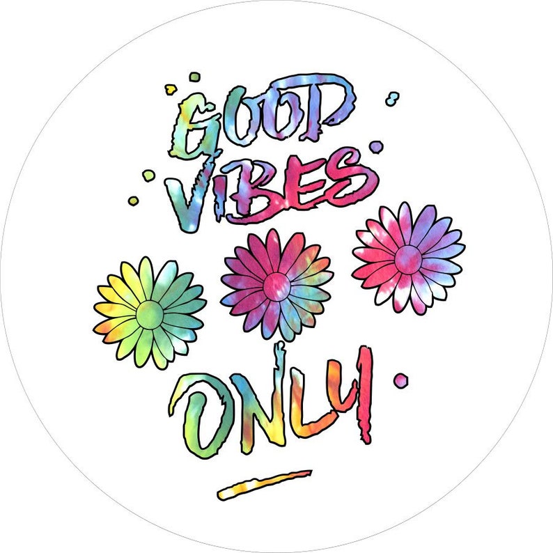 Good Vibes Only Flower White 1 Spare Tire Cover