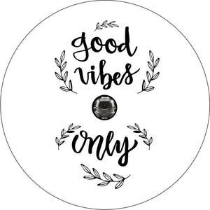 Good Vibes Only Flower White Spare Tire Cover