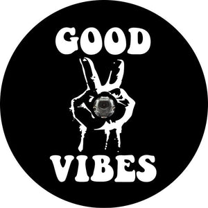 Good Vibes Peace Hand Black Spare Tire Cover