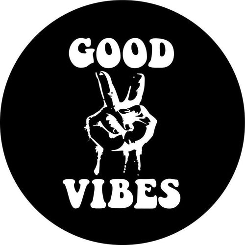 Good Vibes Peace Hand Black Spare Tire Cover