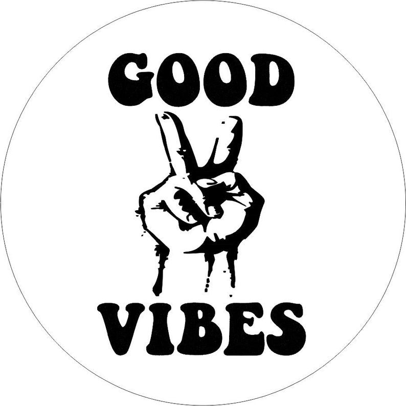 Good Vibes Peace Hand White Spare Tire Cover
