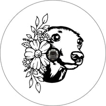 Greyhound With Flowers White Spare Tire Cover