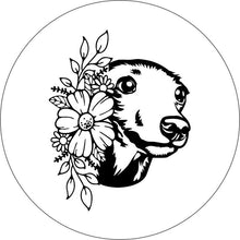 Greyhound With Flowers White Spare Tire Cover