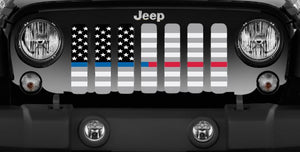 Ghost Tactical Back the Blue and Red American Flag Jeep Grille Insert