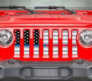 Ghost Tactical Back the Blue and Red American Flag Jeep Grille Insert