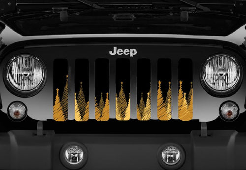 Gold Christmas Trees Jeep Grille Insert