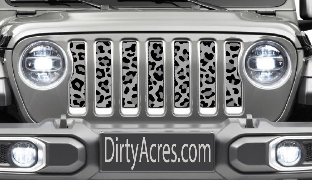 Gray Leopard Print Jeep Grille Insert