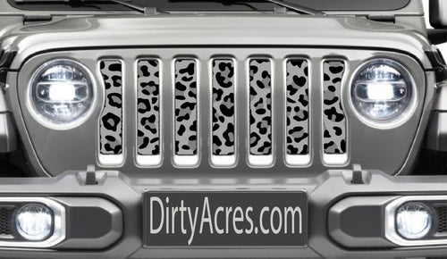 Platinum Gray Leopard Print Jeep Grille Insert