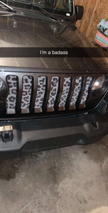Gray Leopard Print Jeep Grille Insert