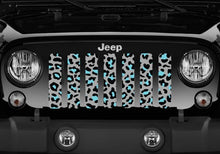 Platinum Teal Leopard Print Jeep Grille Insert