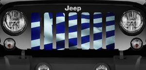 Waving Greek Flag Jeep Grille Insert