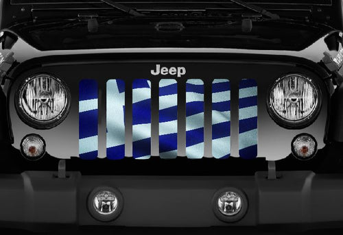 Waving Greek Flag Grille Insert