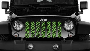 Green Zebra Print Jeep Grille Insert