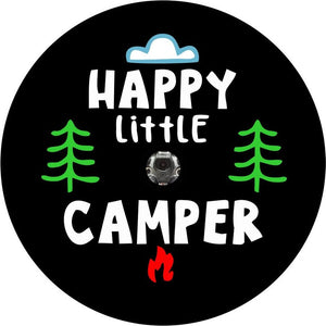 Happy Little Camper Black Spare Tire Cover