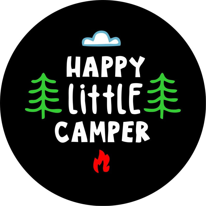 Happy Little Camper Black Spare Tire Cover