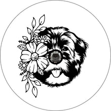 Havanese With Flowers White Spare Tire Cover