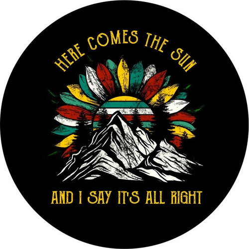 Here Comes The Sun Sunflower Mountains Spare Tire Cover