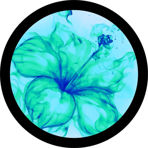 Hibiscus Fire Flower Black & Teal Spare Tire Cover