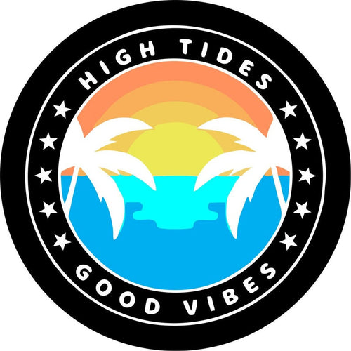 High Tides & Good Vibes Black Spare Tire Cover