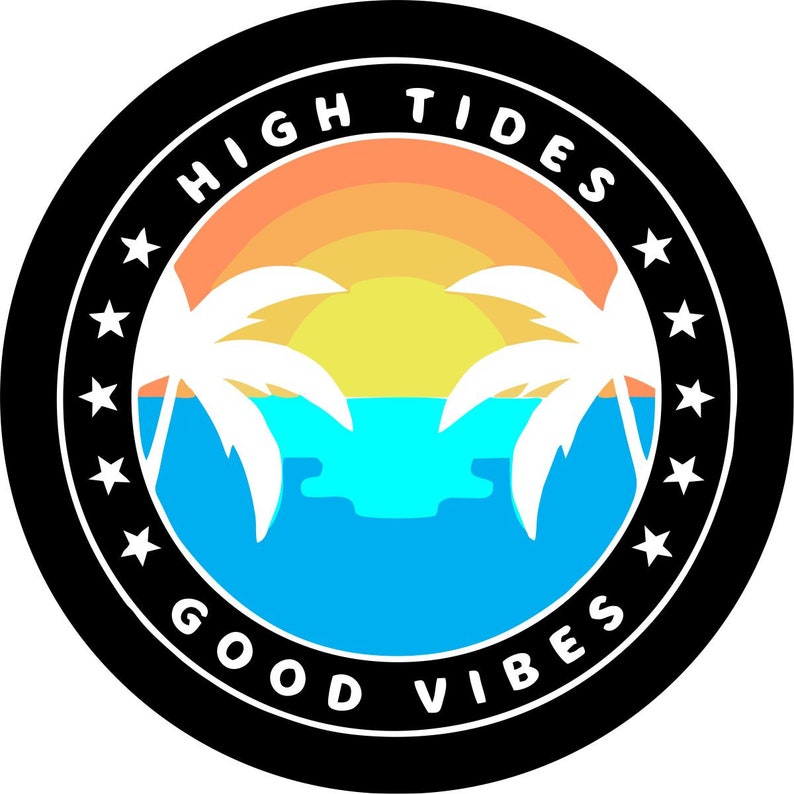 High Tides & Good Vibes Black Spare Tire Cover