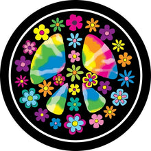 Hippie Peace Sign Flower Black Spare Tire Cover