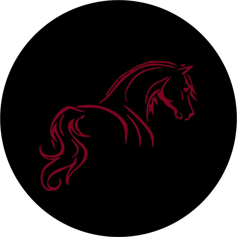 Horse Silhouette Red Spare Tire Cover