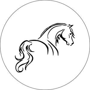 Horse Silhouette White Spare Tire Cover