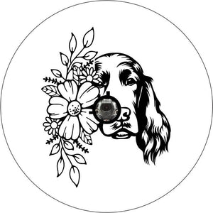Irish Setter With Flowers White Spare Tire Cover