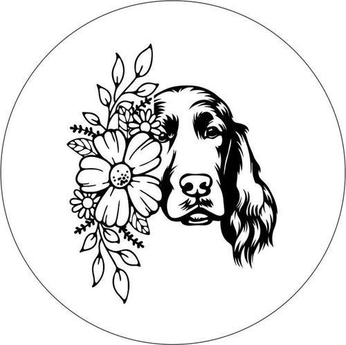 Irish Setter With Flowers White Spare Tire Cover