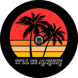 It'll Be Alright Palm Tree Black Spare Tire Cover
