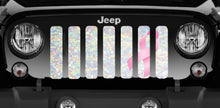 Iridescent White Pink Ribbon Jeep Grille Insert