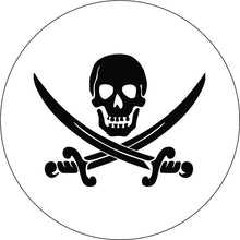 Jolly Roger Pirate Skull & Swords White Spare Tire Cover