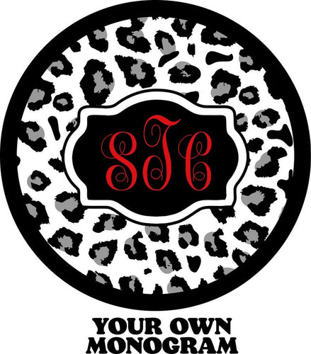 Leopard Cheetah  Print Grey Spots Monogram Spare Tire Cover