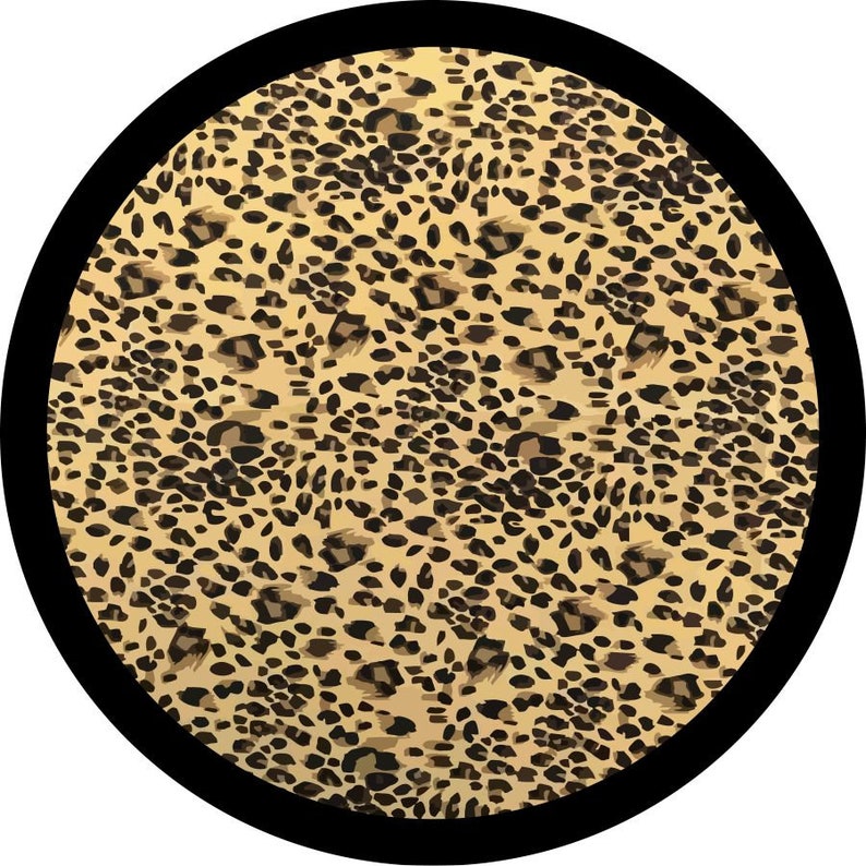 Leopard Cheetah Print Spots Standard Black Rim Spare Tire Cover